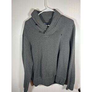 Polo Ralph Lauren Sweater Mens Gray Shawl Collar Pullover Causal Large